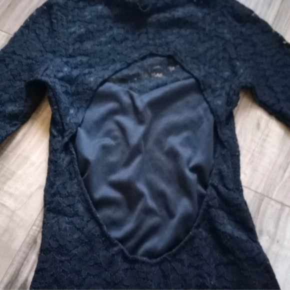Necessary Clothing Black Lace Mock Neck Bodycon Evening Cocktail Dress Size S - Picture 6 of 7